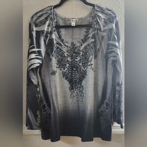 Elegant Black and Gray Women's Top